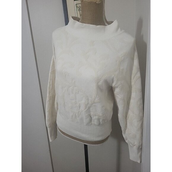 Anthropologie Nina Velvet Soft Sweater Ivory Paisley Women's Size XS - Picture 4 of 16